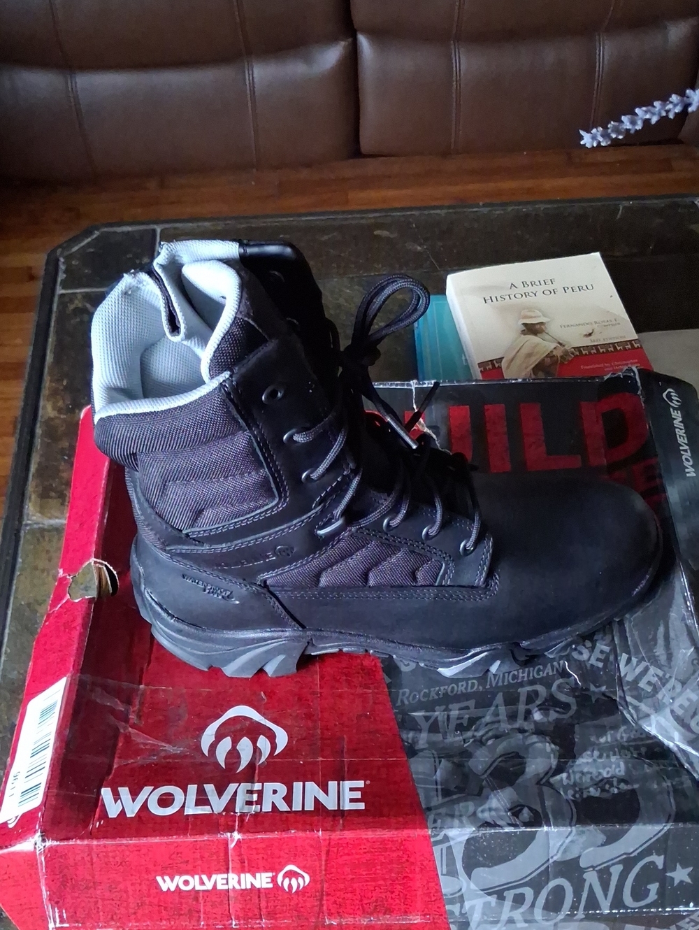 Wolverine Men's Black Tactical Work Boot with Gray Liner